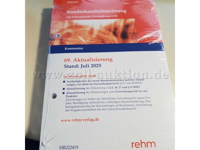 Lose-Blatt-Lieferungen Bundeshaushaltsordnung 69. Akt.