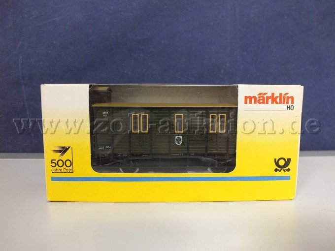 Gesamtansicht Märklin Post-Gepäckwagen mit Bremserhaus Nr. 60-01 in OVP