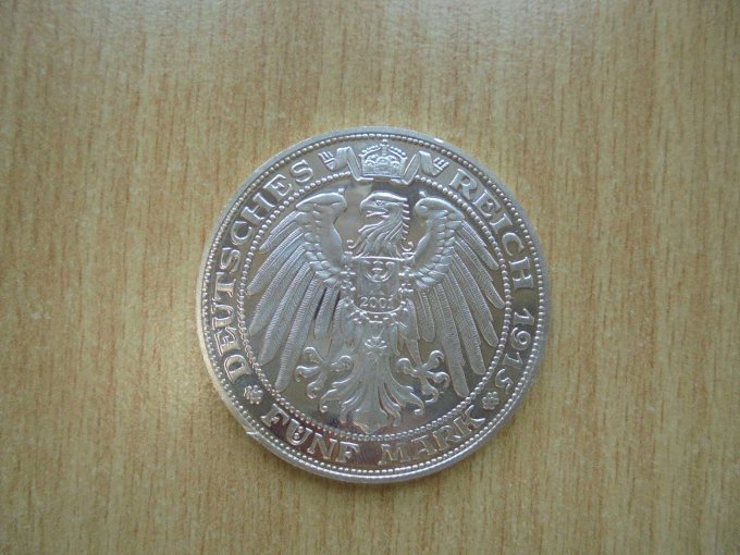 1 Silbermüze "Deutsches Reich  1915 - fünf Mark"
