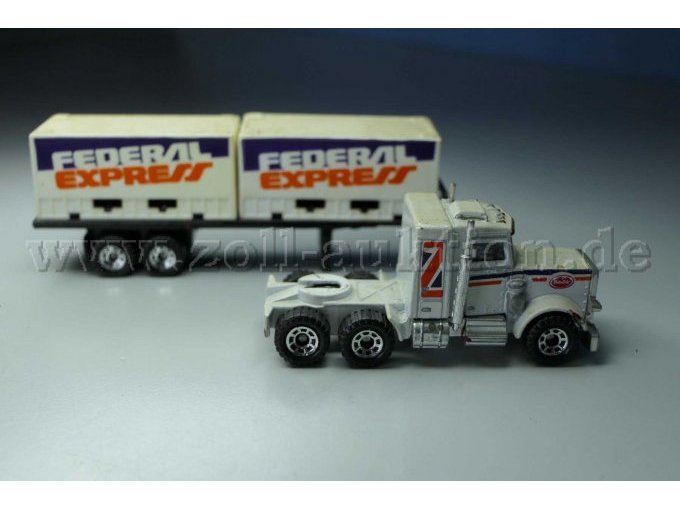 Matchbox Sattelzug mit zwei Containern Federal Express Ansicht von der Seite zerlegt