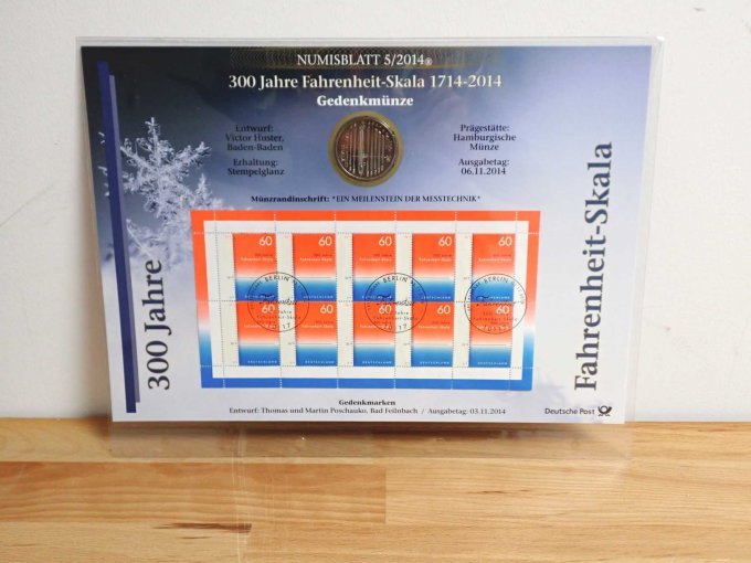 Numisblatt 300 Jahre Fahrenheit-Skala