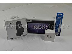 2 Paar Kopfhörer, 1 Tablet und 1 elektr. Zahnbürste