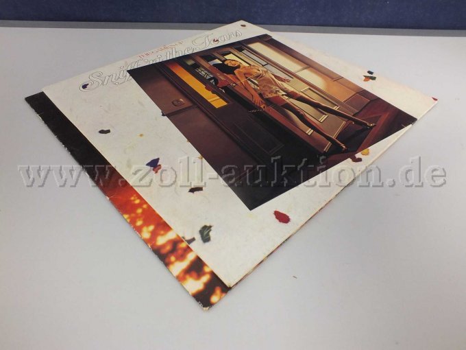 Seitliche Ansicht der LPs liegend von links mit Beschädigungen