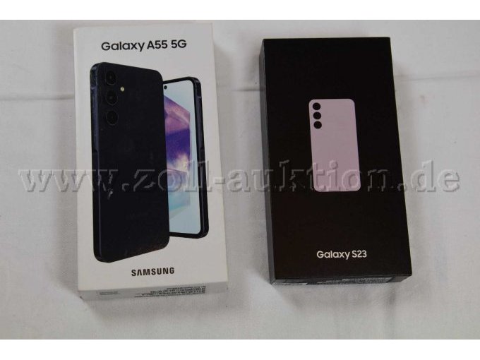 1 Smartphone „Samsung“ Galaxy A55 5G in awesome Navy mit 128GB und 1 Smartphone „Samsung“ Galaxy S23 in Lavender mit 128GB