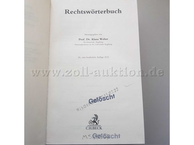 Rechtswörterbuch - Haupttitelseite