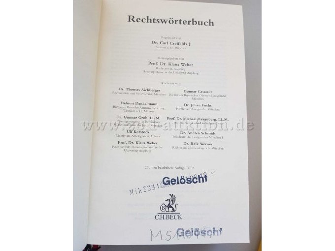 Rechtswörterbuch - Haupttitelseite