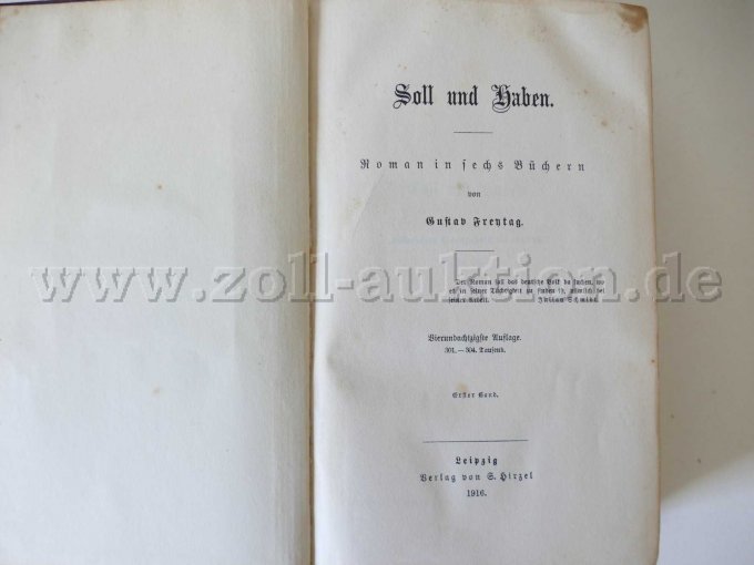 2 antiquarische Bände - Soll und Haben von Gustav Freytag, 1916 – foto 5 – kavel bij Zoll-Auktion, Dresden