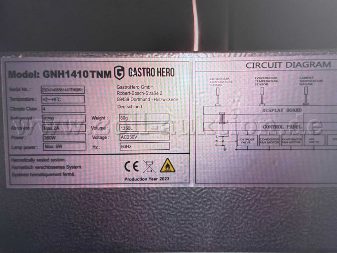 Kühlschrank 1 GNH1410TNM Typenschild