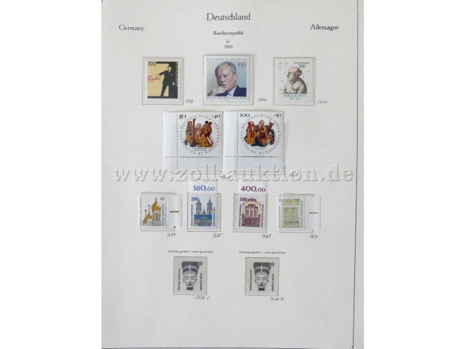 Teilansicht unterschiedliche Briefmarken BRD 1992 und 1993