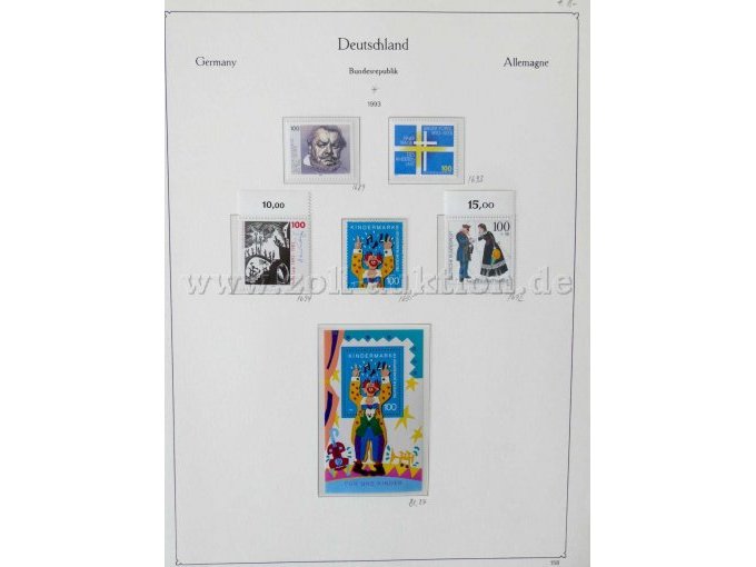 Teilansicht unterschiedliche Briefmarken BRD 1992 und 1993