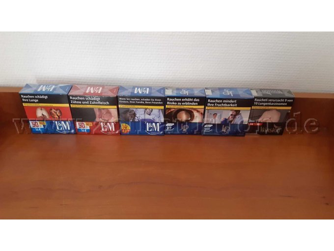 Konvolutbild bestehen aus den Zigarettenmarken: L&M, JPS, Winston