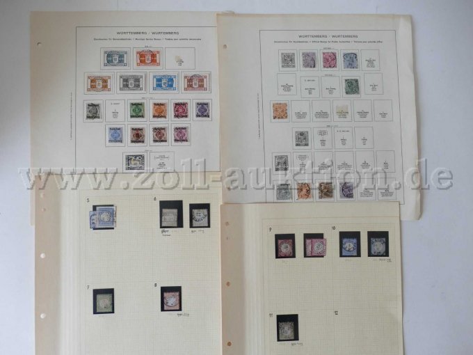 Ansicht vier Blätter (2 x Württemberg und 2 x Schaubek-Blätter)