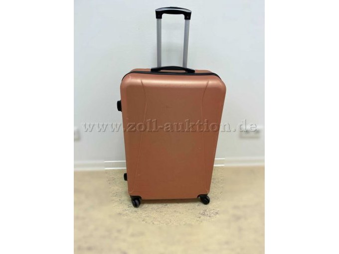 Gebrauchter, roségoldfarbener Rollkoffer von der Marke Hero