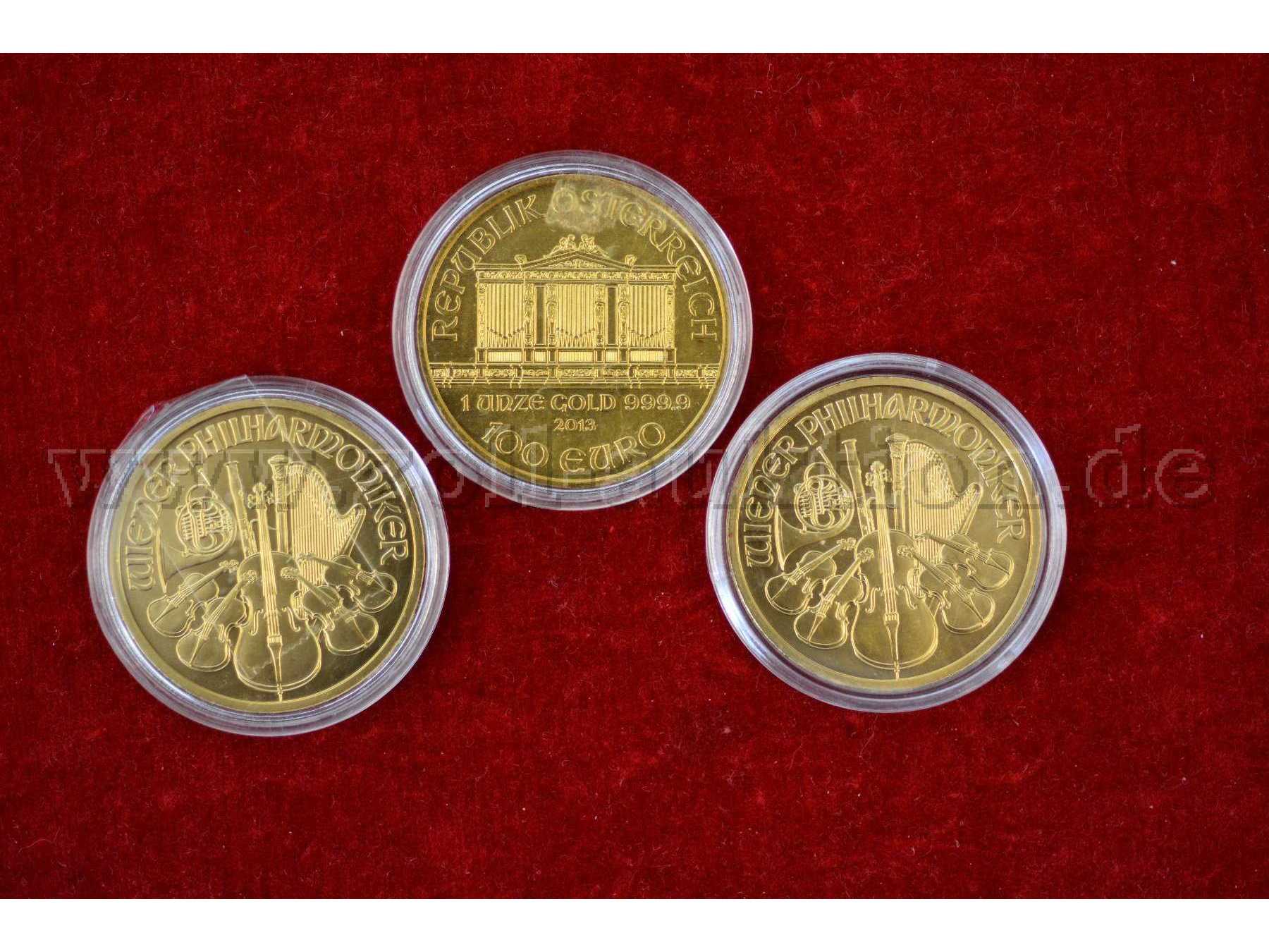 3 Münzen aus 
Gold 999/-