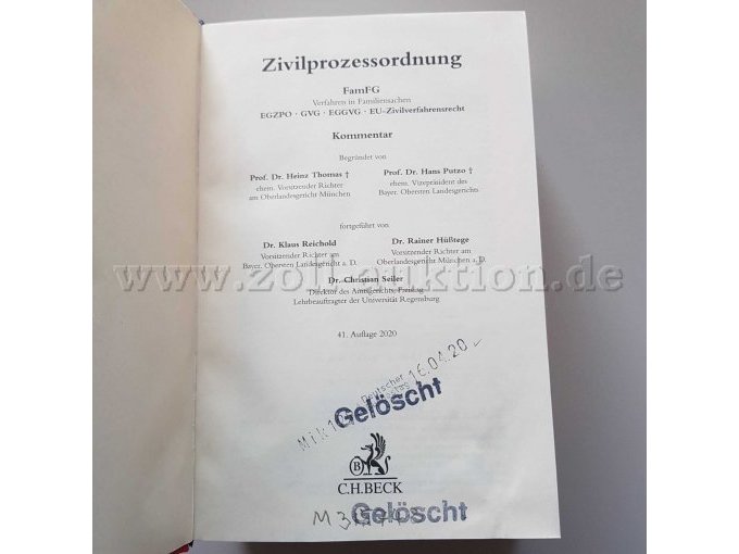 ZPO (Thomas/Putzo) - Haupttitelseite