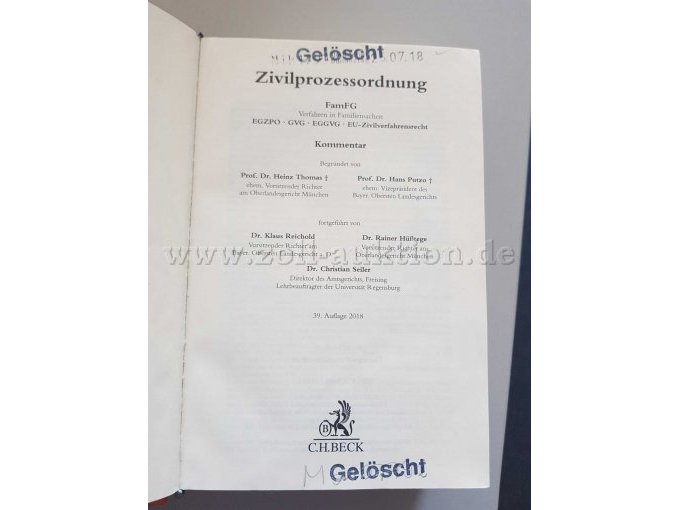 ZPO (Thomas/Putzo) - Haupttitelseite
