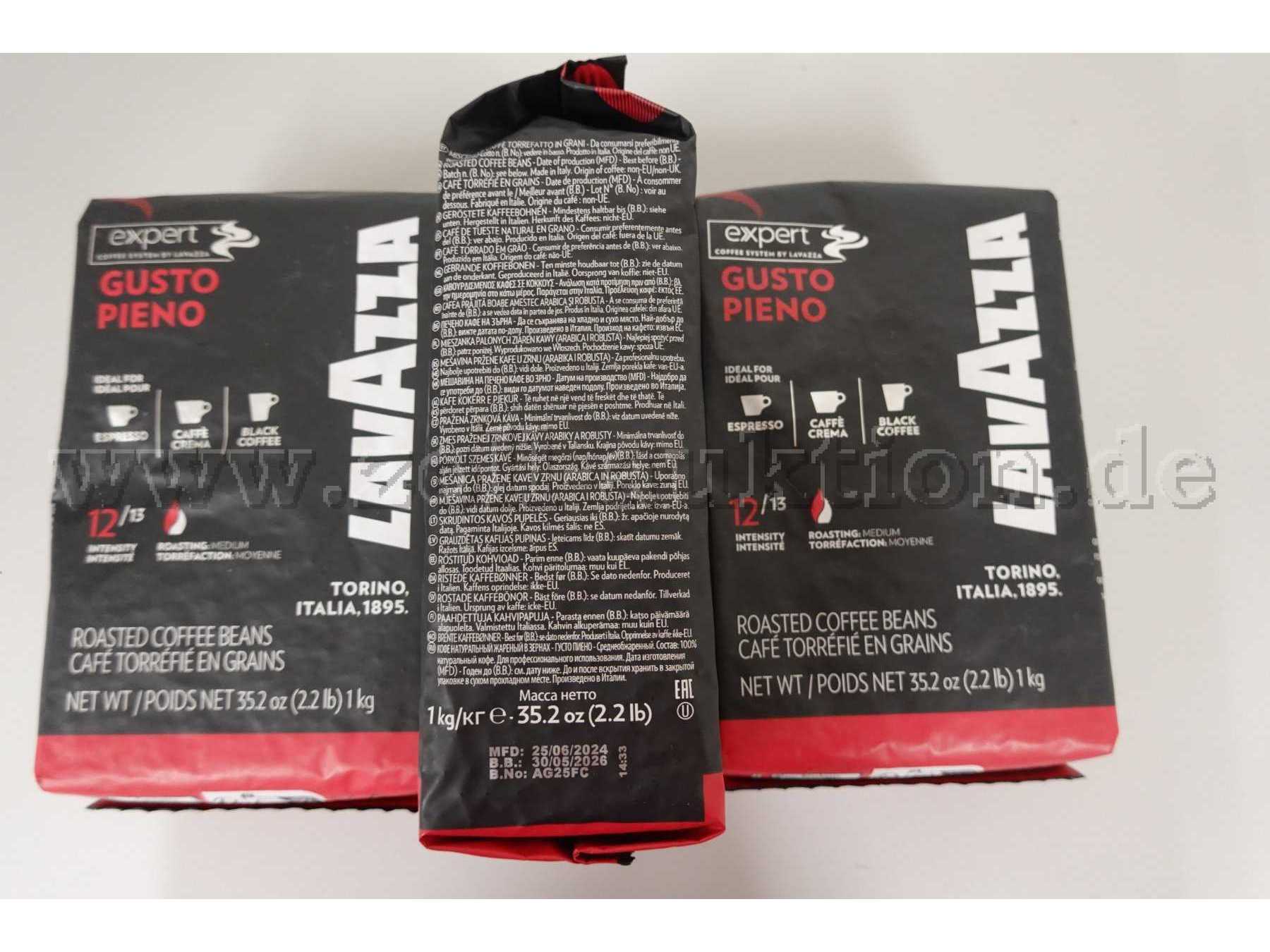 3 Beutel Kaffeebohnen Lavazza Expert Gusto Pieno á 1 kg, ovp.
MHD 05/2026
