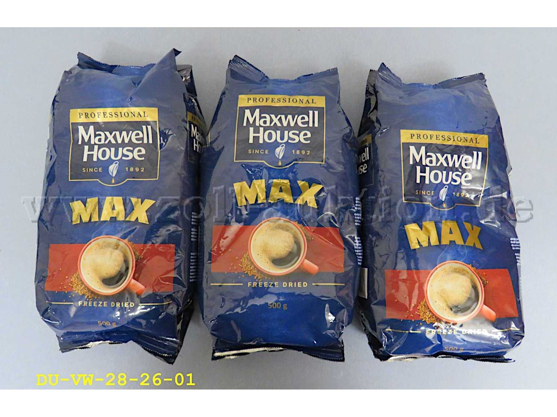 Vorderseite 3 Beutel löslicher Kaffee Maxwell