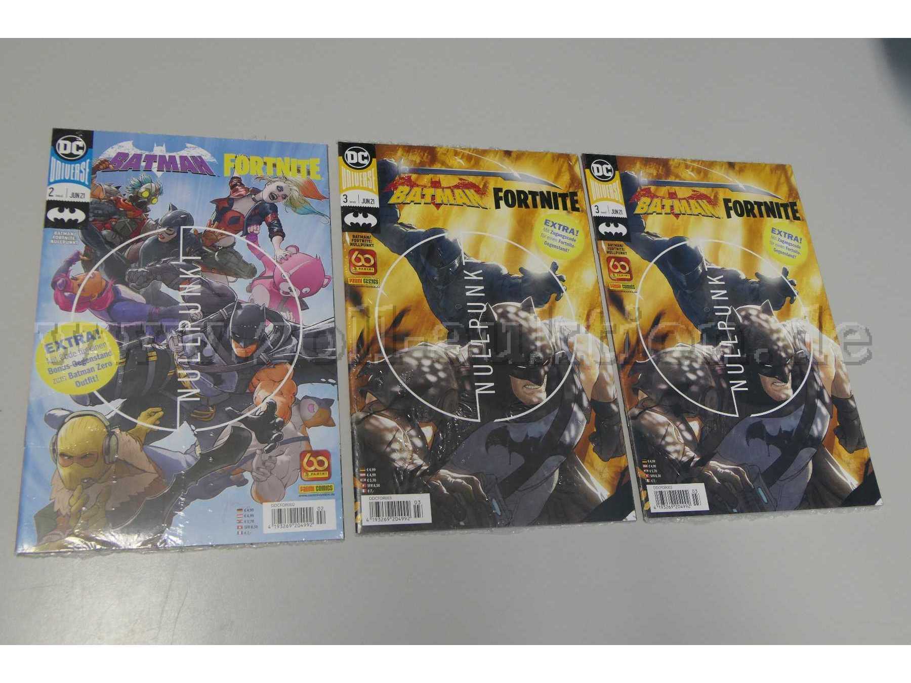 Comic Hefte "Batman Fortnite" Heft 2 und 3 aus 2021, teilweise eingeschweißt Ansicht Vorderseite
