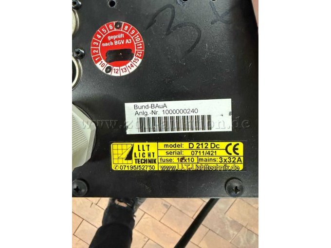 Dimmer LLT D212D, Typenschild