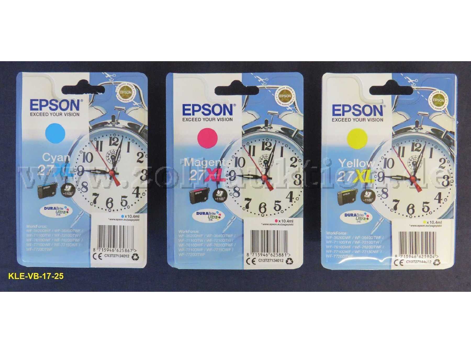 3 x EPSON Tintenpatronen 27XL (Beispielfoto)