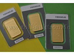 3 Barren mit
Feingold 999,9/-
zu je 20 g
