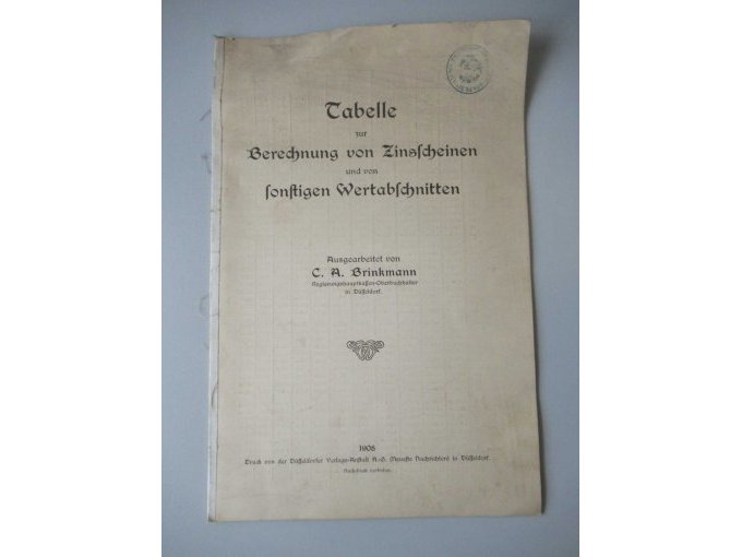 Tabelle zur Berechnung von Zinsscheinen von 1908