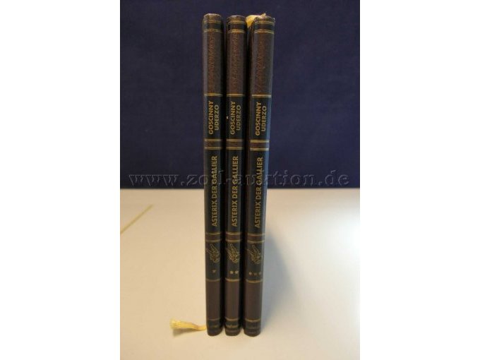 Lederbände Die Abenteuer des Asterix Band 1-3 Gesamtansicht Buchrücken