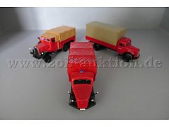 Modellfahrzeuge Feuerwehr Planwagen und Dreiachser, 1:87 Gesamtansicht von vorne