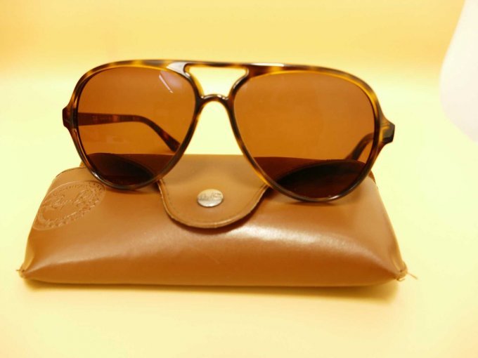 1. Sonnenbrille Ray Ban mit Etui_ Vorderansicht (Hinweis: Lichtstreifen im linken Glas ist nur die Lampe)