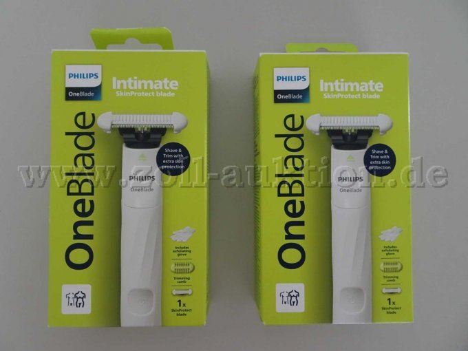 Philips One Blade Intimate 2 Packungen Rasierer mit jeweils 1 Klinge, 1 Kamm, 1 Paar Handschuhe, 1 Kabel