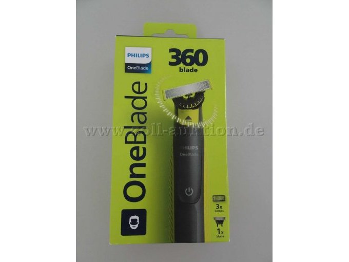 Detailansicht Philips One Blade 360 Rasierer mit jeweils 1 Klinge, 3 Kämme, 1 Kabel - Vorderseite