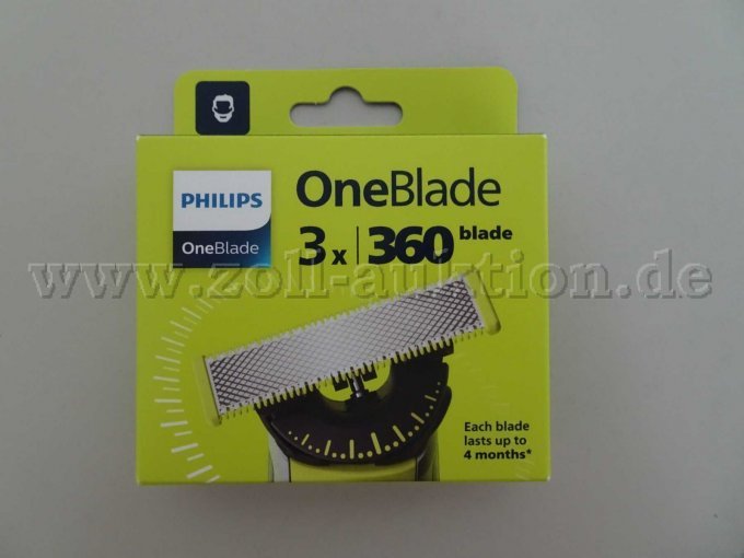 Detailansicht Philips One Blade 360
Rasierklingen mit jeweils 3 Klingen - Vorderseite