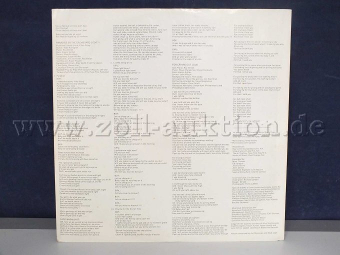 Detailaufnahme der Schutzhülle zur LP "Bat Out Of Hell" Rückseite