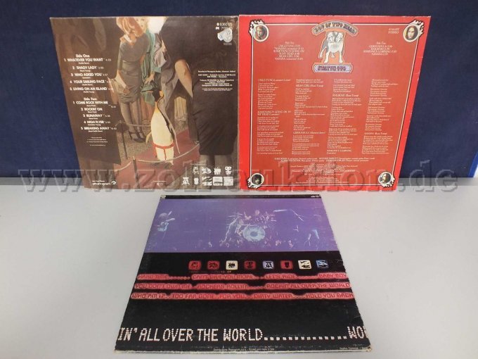 Rückseite der LPs mit Auflistung der Lieder, mit Beschädigungen