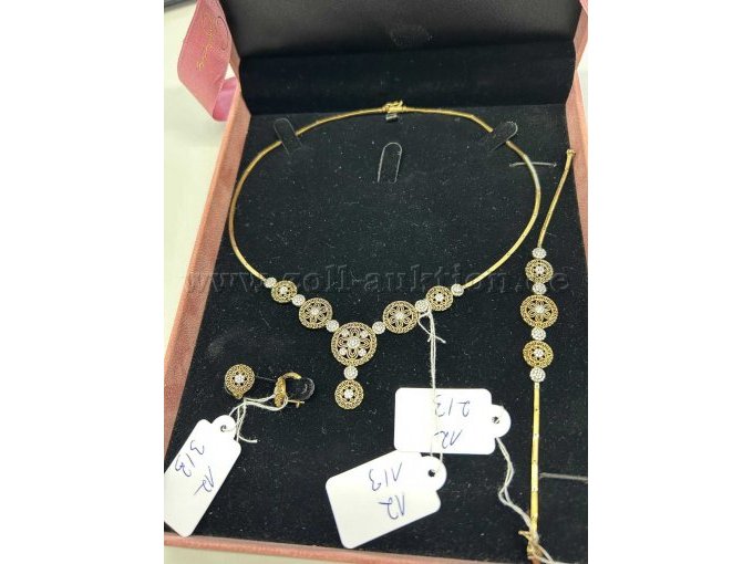 P12 Set: Collier/ Armband/ Ohrstrecker 333er Gold ca. 22gr