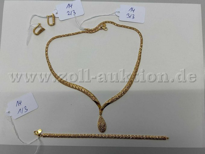 P14 Set: Kette, Armband, Ohrstecker 750er Gold ca. 26gr