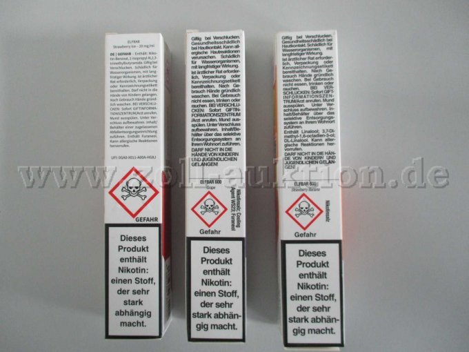 Detailansicht Rückseite Verpackungen "Strawberry Ice, Grape und Strawberry Banana".