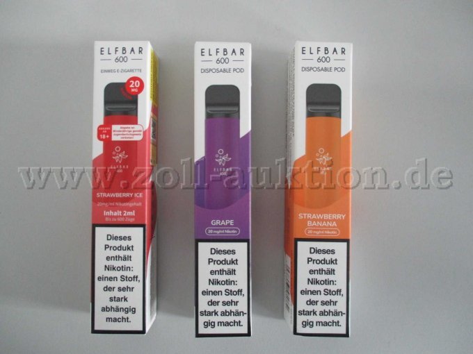 Detailansicht Vorderseite Verpackungen "Strawberry Ice, Grape und Strawberry Banana".