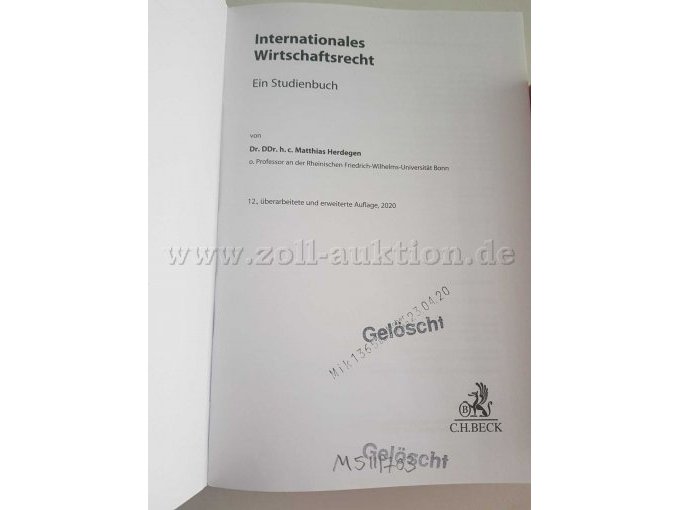 Internationales Wirtschaftsrecht - Haupttitelseite