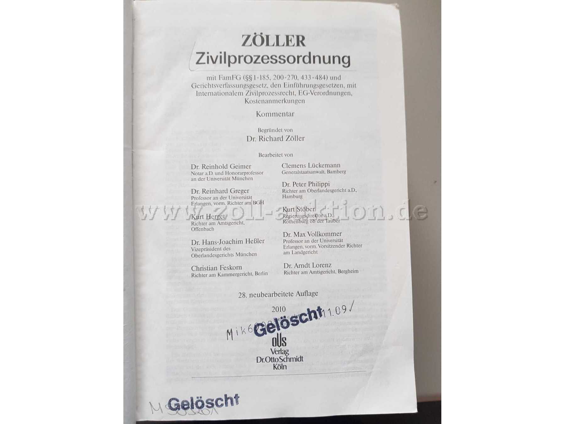 Zivilprozessordnung (Zöller) - Haupttitelseite