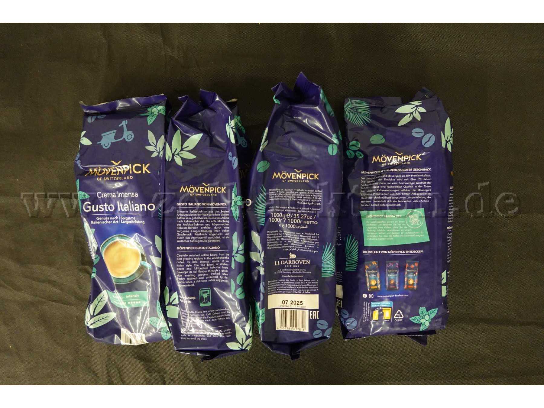 4 Beutel Kaffeebohnen á 1 Kg Mövenpick Crema Intensa Gusto Italiano
MHD 05/2025
