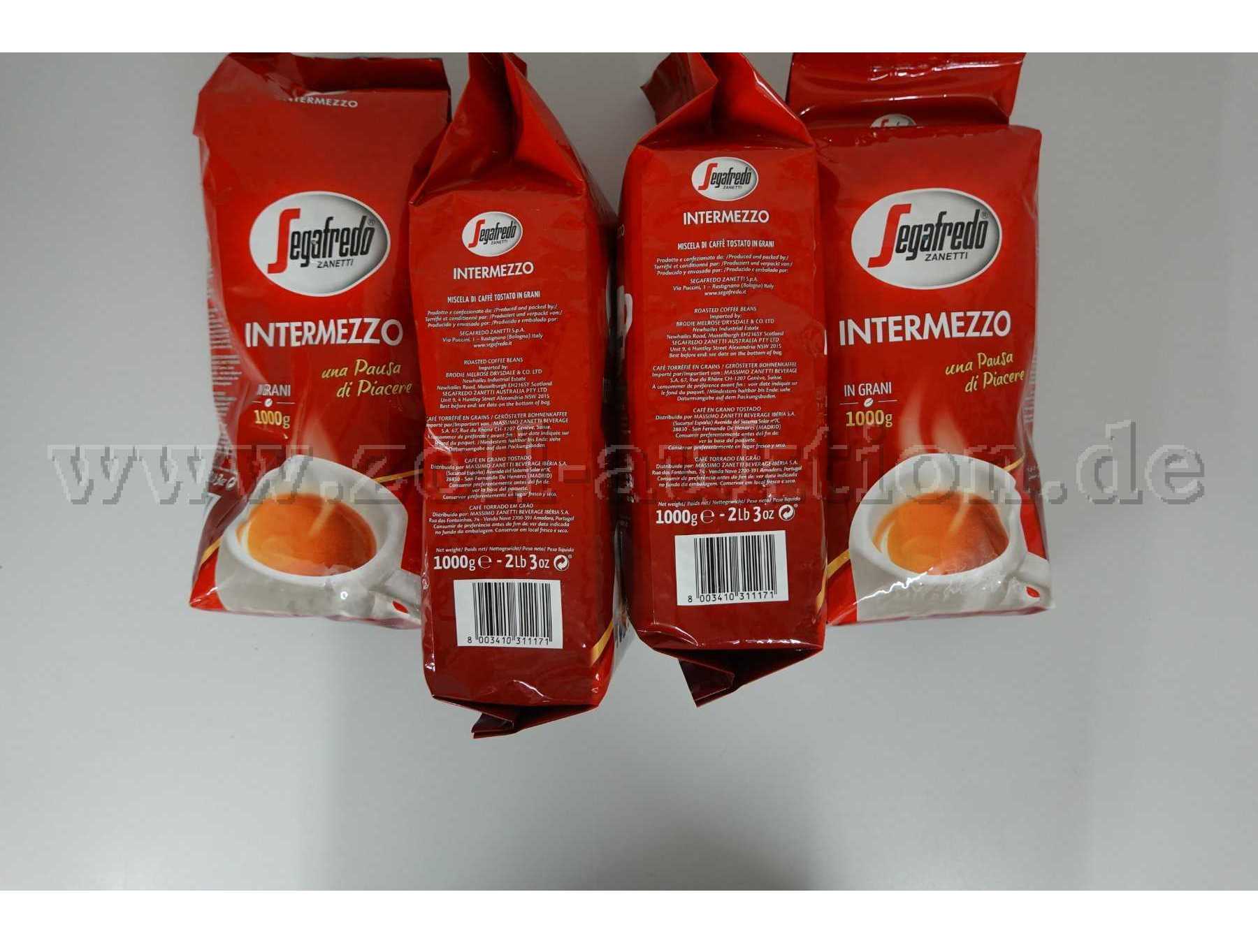 4 Beutel Kaffeebohnen Segafredo Intermezzo á 1 Kg