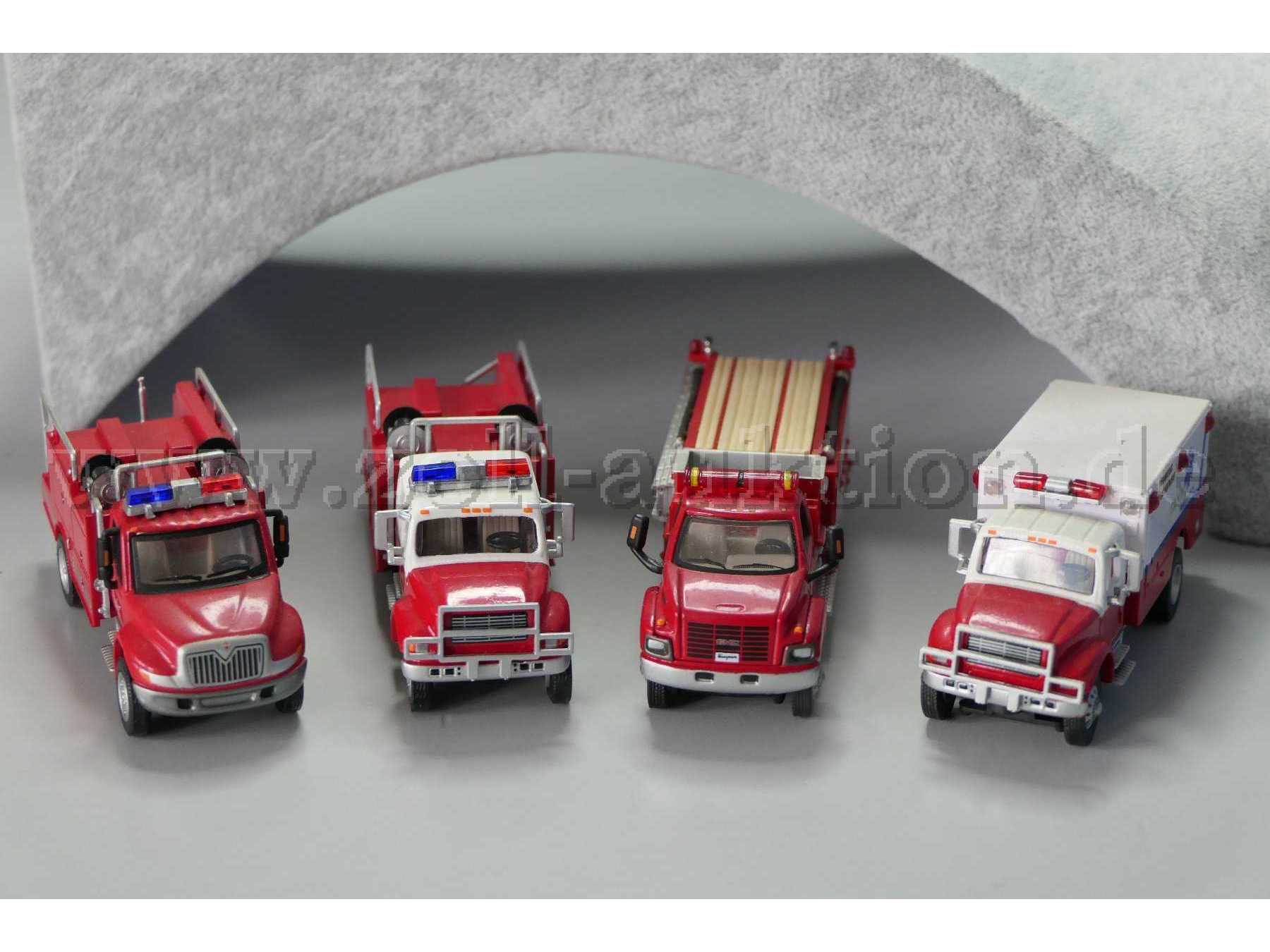 4 Boley Feuerwehrfahrzeuge, 1:87 Gesamtansicht