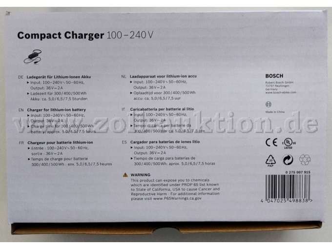 Bosch Compact Charger, Rückseite