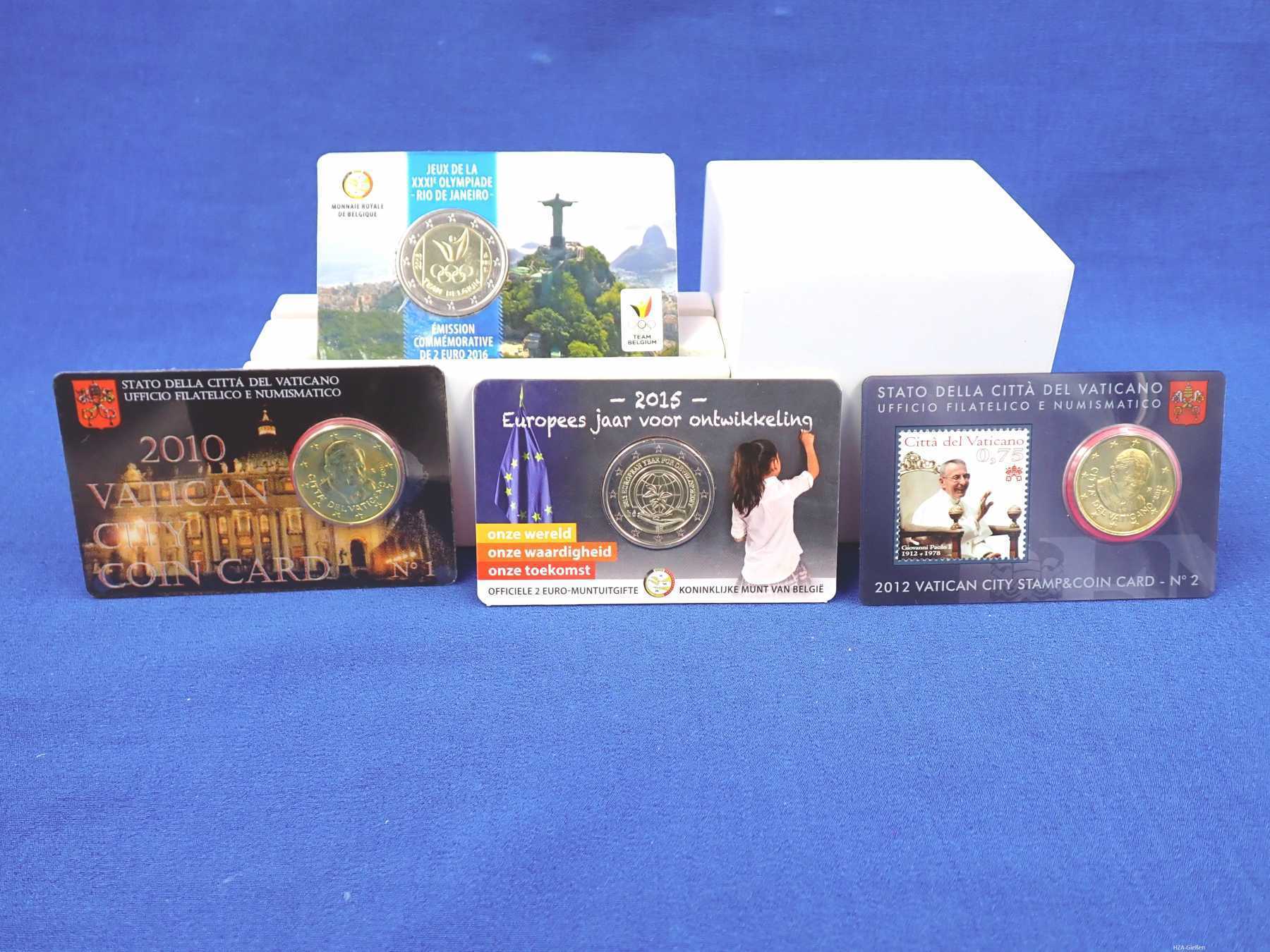 Coincards mit verschiedenen Motiven und Ausgabeländer