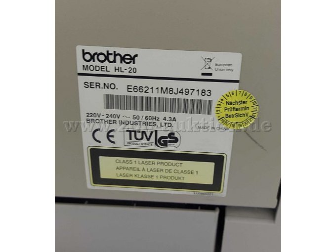 Typenschild Brother HL-2035