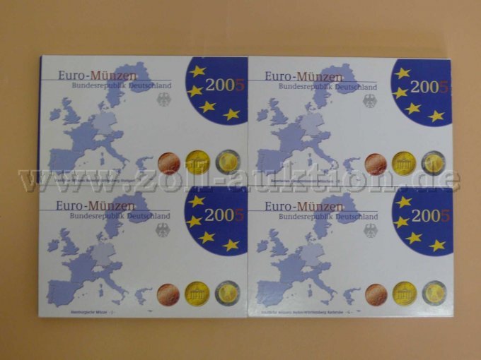 4 Euro Kursmünzensatz BRD 2005, von 4 Münzämter -DFGJ- komplett, Silberglanz – foto 2 – kavel bij Zoll-Auktion, Hof