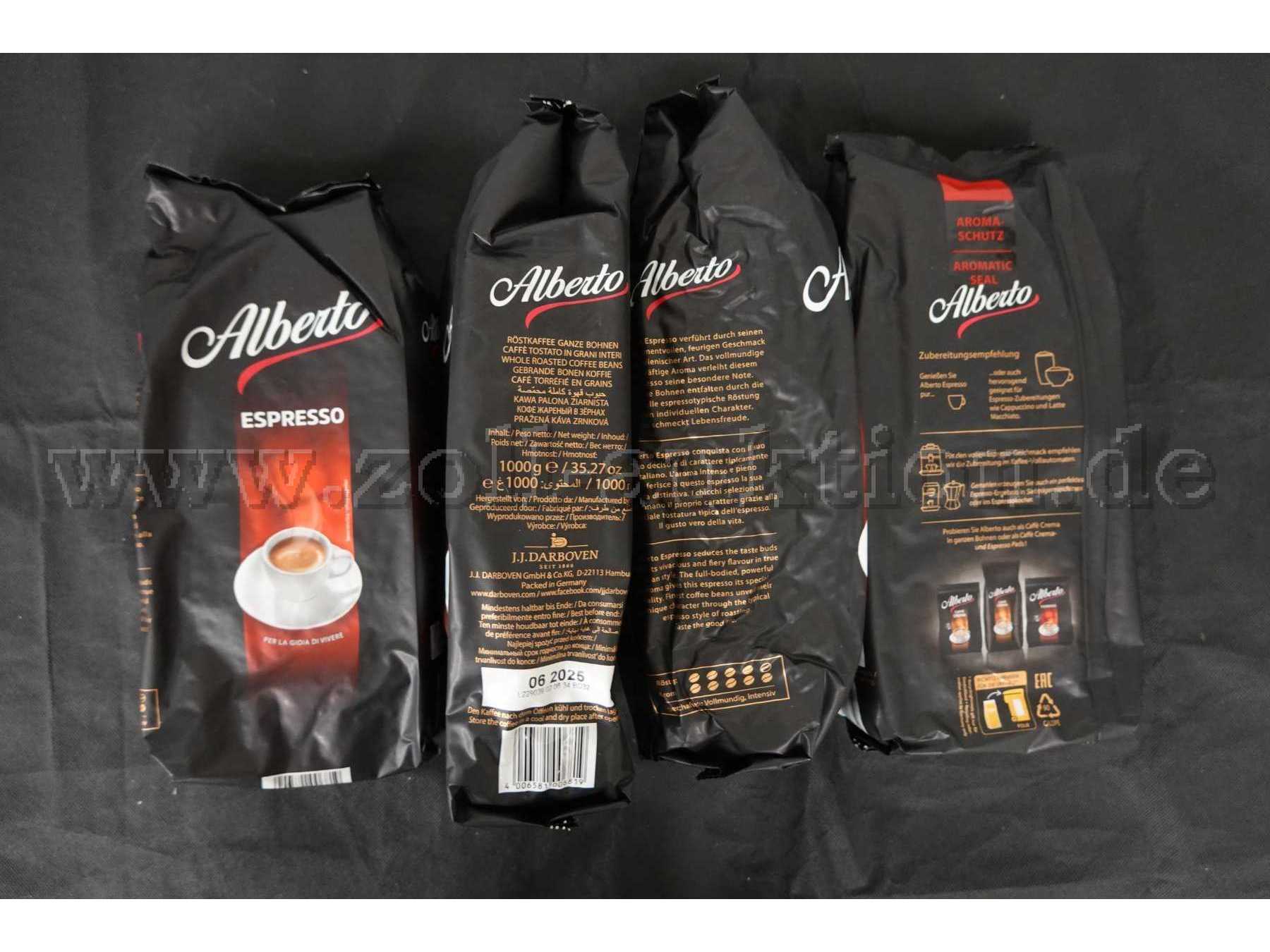 4 Pakete Alberto Espresso Kaffeebohnen á 1 Kg 
MHD 06/2025
