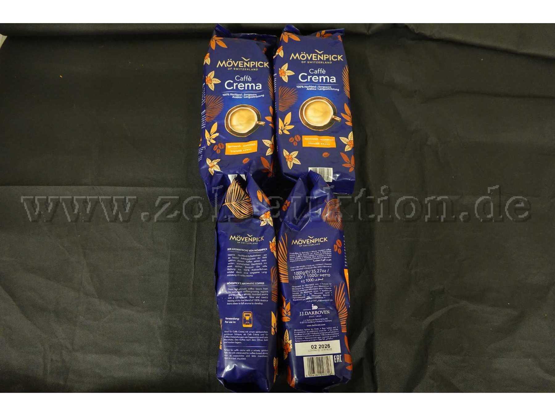 4 Kaffeebeutel á 1 Kg Mövenpick Caffe Crema Kaffeebohnen, ovp.
MHD 02/2026